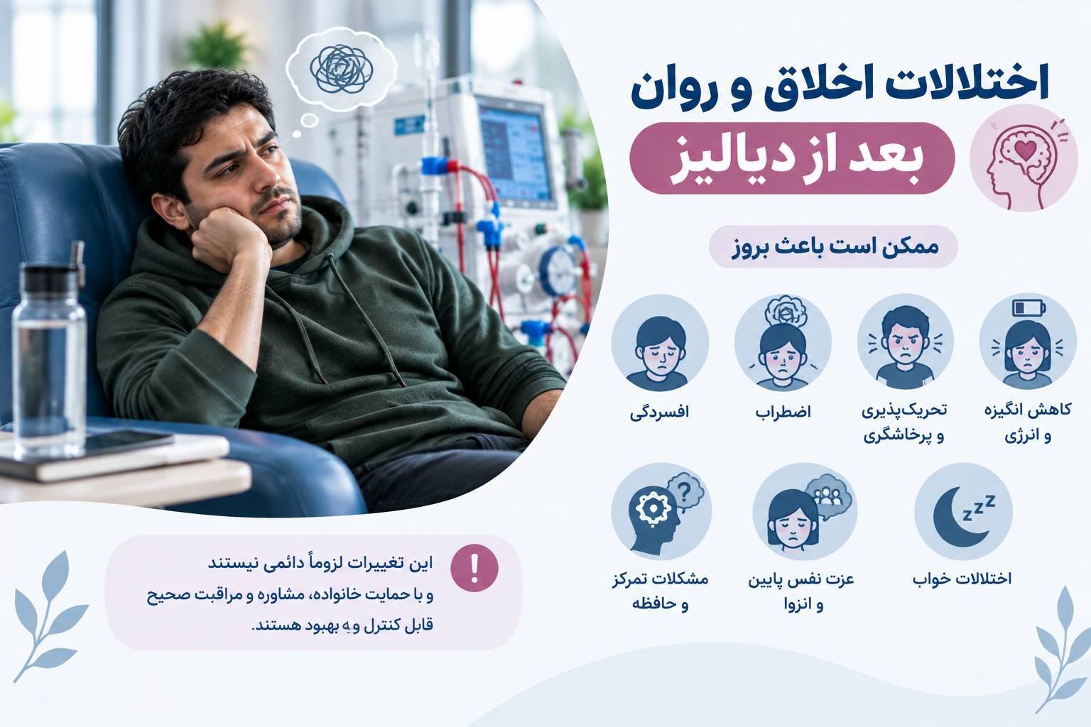 ۱۱. دیالیز چه اثری روی خلق و روان بیمار می‌گذارد؟